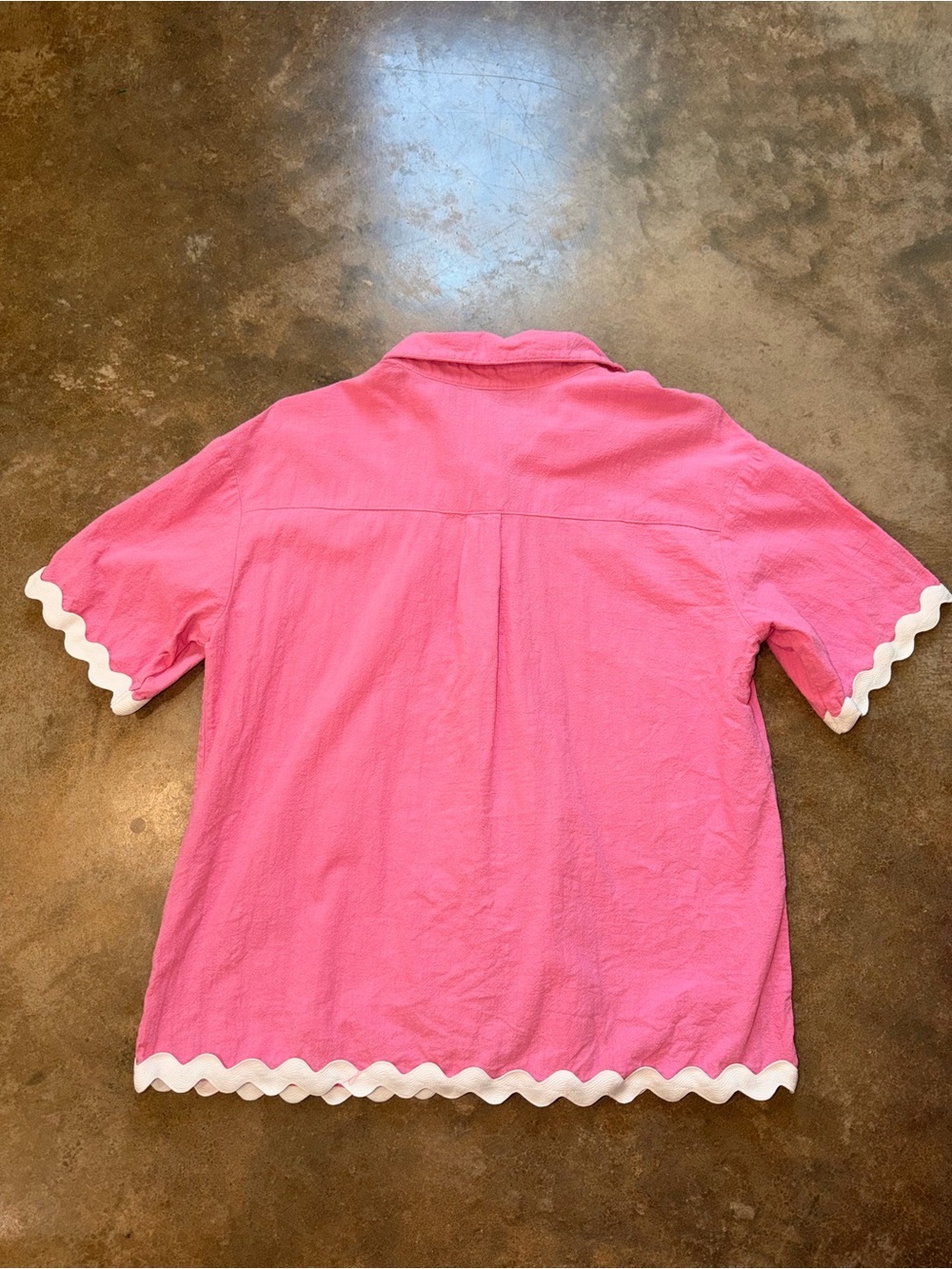 Pink Two-Piece Women's Set with White Ric Rac Trim Cotton Beach Summer S Preppy - Picture 4 of 16